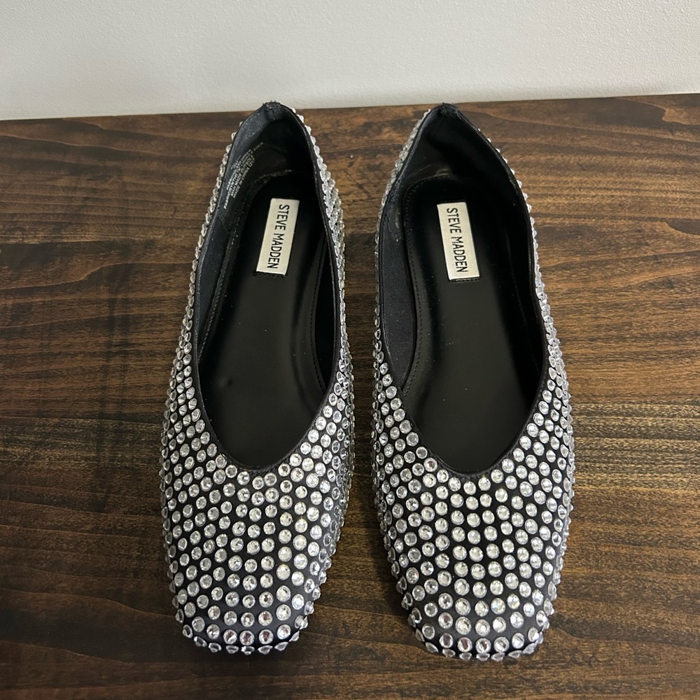 Steve Madden Matais Rhinestone Embellished Square Toe Ballet Flats, Size 9. - Picture 9 of 10
